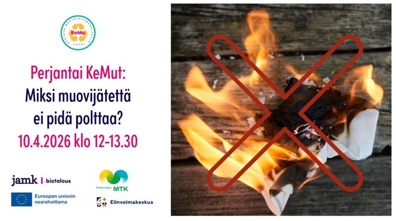 Miksi muovijätettä ei saa polttaa tilalla? Mitä vaikutuksia muovin polttamisella on? Tästä keskustellaan huhtikuun Perjantai KeMuissa! Tervetuloa mukaan! 